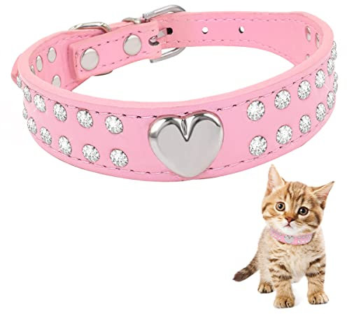 GLADFRESIT Collier pour chien en cuir synthétique rose avec sangle réglable en strass pour animal domestique de petite et moyenne taille