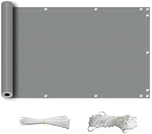ZQXFZ Wasserdicht Sonnensegel 130x150cm Balkon deko Oxford-Stoff Anti-Peeping, Wasserdicht, Staubdicht, Uv-Schutz Gute Schattierungs- Und Blendwirkung Balkonsichtschutz -Grau.