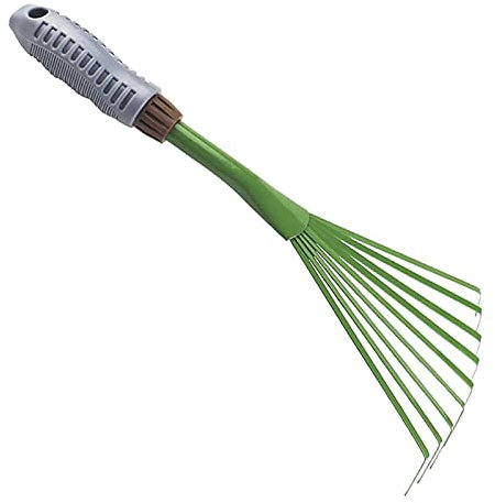 Rastrillo de césped, Rastrillo de jardín, Rastrillo de jardín con Mango, 9 Dientes para Escoba de Hoja pequeña, Ámbito de aplicación, Plantas en macetas, Patios, Balcones, Jardines