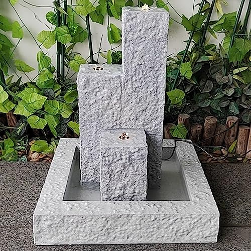 Gartenbrunnen mit Pumpe und LED Licht Trio-Basalt Grau - 230V