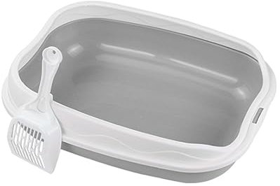 Sharplace Bac à litière pour Chat Chaton Toilettes pour Petits Animaux Lapin Anti-éclaboussures Chat bac à Sable bac à litière pour Animaux de Compagnie Ouvert, Grise