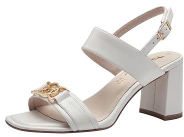 Tamaris Damen Sandalen mit Absatz Leder Blockabsatz Sommer; WHITE/weiß; 38 EU