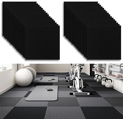Teppichfliesen Selbstklebend, 30 x 30cm Teppich Bodenbelag, Filzfliesen, Nadelfilz Teppichboden Selbstliegend, Rutschfest Teppich Fliesen für Büro Gewerbe Haus Schlafzimmer Flur (32 Stück, Schwarz)