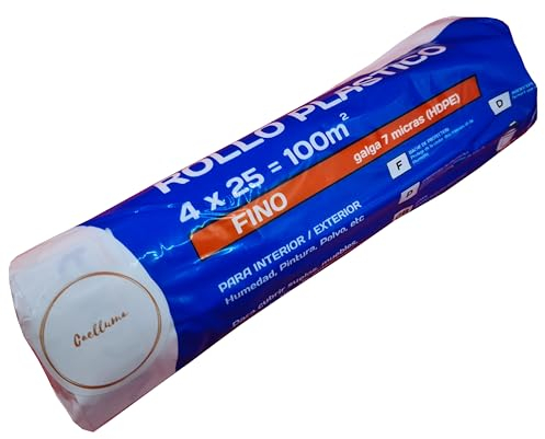 CAELLUMA - Bache de Protection Peinture 7 Microns 4m x 25m (100m²) - Imperméable pour Toutes les Surfaces: Meubles, Sols, Jardins et plus Encore - Idéal pour Peindre les Murs et les Plafonds