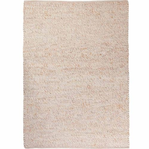 Knutzen Wohnen Mala Wollteppich flach gewebt 120 x 170 cm Natur hell - Teppich Wolle Natur - Handgewebter Schurwollteppich mit angenehmem Lauferlebnis