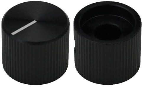 6.4mm Round Hole Short Solid Metal Amplifier Control Knob For HiFi Volume, Guitar Tone Pack of 2 (Black)