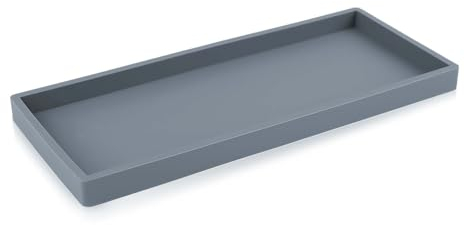 Bandeja de Baño para Encimera, Silicona Bandeja de Tocador de Baño Almacenamiento de Papel Higiénico Bandeja Decorativa para Baño Encimera para Decoración de Mostrador (Gris)