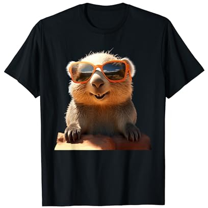 Lustige Wombats für alle Wombat Liebhaber Wombat mit Sonnenbrille Australien Beuteltier Süßer Wombat Unisex T-Shirt Schwarz Kurzarm S