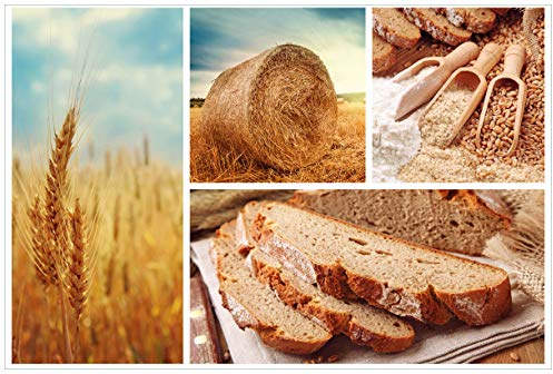 Wallario selbstklebendes Poster - Weizen und Mehl Vom Korn zum Brot, Aufkleber in Premiumqualität, Klebefolie Größe: 61 x 91,5 cm (Maxiposter)