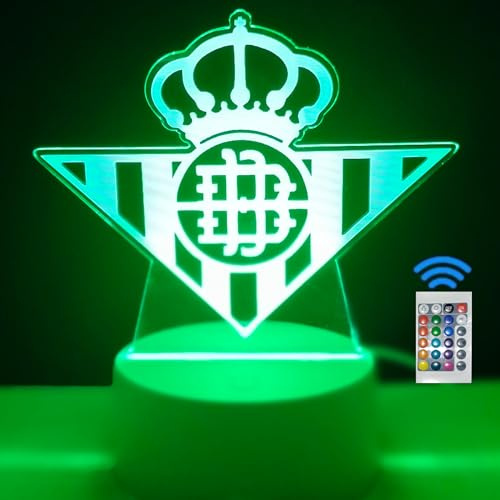 Lámpara LED de fútbol 3D Betis Gifts Lámpara de Betis Regalos Padre Amigos Comunión Niños Adultos Fútbol Regalos Comunión Niño