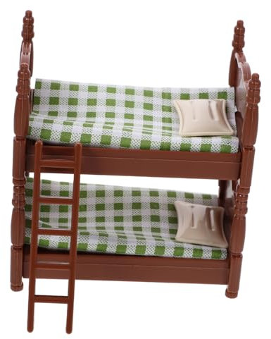 TOYANDONA Miniatur Puppen Etagenbett Aus Kunststoff Zubehör Für Puppenhaus Schlafzimmer-Dekoration Kompatibel Mit Miniatur-Puppen Und Bettwäsche