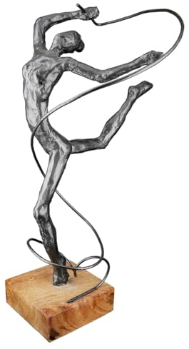 Casablanca Deko Figur Skulptur tanzende Frau - Tänzerin Dekofigur aus Aluminium Holz Farbe: Anthrazit Dunkel Grau - Dekoration Geschenk Geburtstag Höhe 36,5 cm