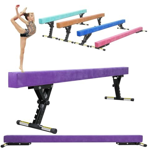 SportBob Schwebebalken Kinder Klappbar 244cm, 5 Höhen Einstellbar, Hohe und Niedrige Ebene, Balken Turnen Balancierbalken für Zuhause Outdoor Indoor Training, Gymnastikbalken Trainingsgeräte mit Bein