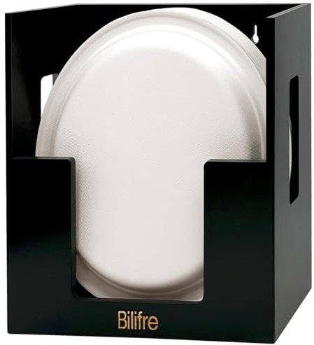 Bilifre 8/9/10 Inch Paper Plate Organizer Under Cabinet, Wall Mounted Plate Storage Dispenser Black, Kitchen Bamboo Countertop Paper Plate Holder, Fits Round and Square Paper Plates (Black)