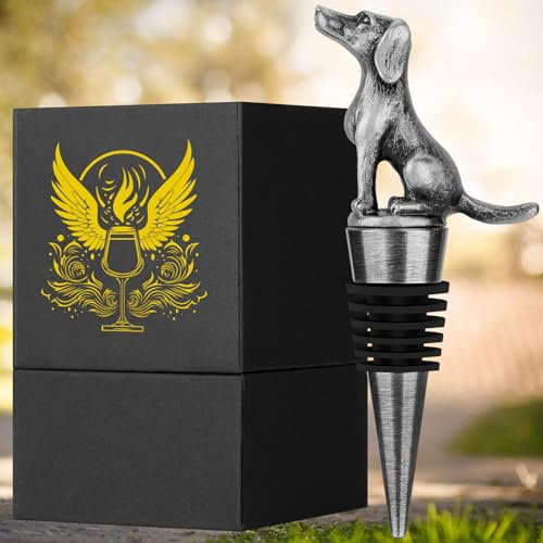 DRMFLE Dark Silver Labrador Retriever Wine Stopper, Dog Wine Gifts for Men Dog Lovers, Father Day Christmas Birthday Gifts for Men, Bottle Stoppers for Wine Champagne