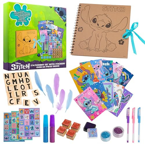 Disney Stitch Kit Scrapbooking Enfant et Ado, Kits de Loisirs Créatifs, Scrapbooking Accessoires, Stickers, Stylos Gel - Idee Cadeau Original