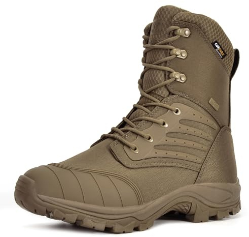 XPETI Mens Tactical Boots Waterproof Military Boots for Men Brown Lightweight Combat Boot 8 Inches Size 13