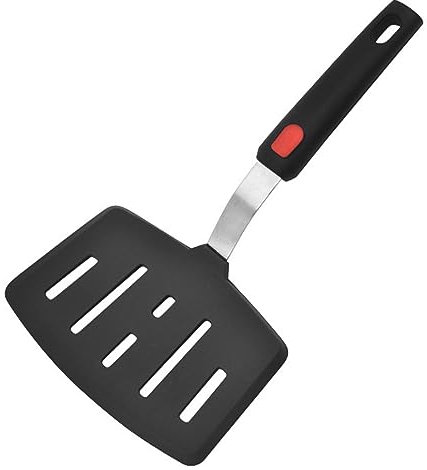 Silicone Slotted Turner Spatula,Egg Spatula,Silicone Fish Spatula Turner Wide Pancake Fish Slotted Spatulas for Cooking Flipping Pressing Fish Eggs Pancakes(Black,Size:10.63 x 5.98inch)