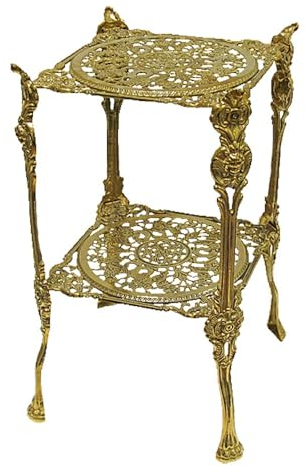 Pintici Barock Beistelltisch Messing Blumenständer Rund Telefontisch 44 cm x 25 cm Blumentisch Antik Jugendstill Pflanzenständer 82-294 quadratisch Neu