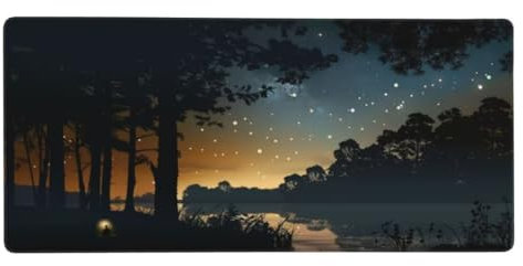 XXL Gaming Mauspad Schwarz 27.6x11.8in, verlängertes Mousepad, mit Motiv Schreibtischunterlage Nacht, Erweiterter Schreibtisch Schutz, Verbessert Präzision und Geschwindigkeit Gaming Mauspads N1-248
