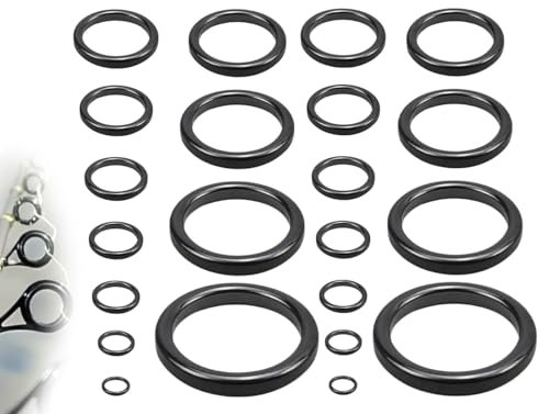 AOYEGIC 22 Stücke Angelrutenführung Rutenring Set,Keramik-Endring,Keramikführungen,Angelrute Spitzenring,Angelrutenführer Reparaturzubehör,Angeln Ruten Führung Ring(Schwarz,3.76 mm-29.8 mm)