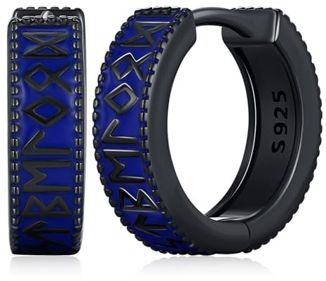 Wikinger Ohrringe für Herren, 925 Sterling Silber Nordische Rune Wikinger Ohrringe Viking Punk Ohrschmuck Schmuck Geschenke für Damen (B)