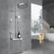 EMKE Colonne de douche thermostatique, douche pour enfant, 320 mm, douche de pluie de grande taille, 4 sorties d'eau, installation facile, chromé, 1070 x 550 x 409 mm, hauteur réglable de 800 à 1 200
