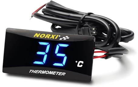 Termometro digitale universale per moto, misuratore di temperatura dell'acqua, super sottile, per scooter da corsa, display a LED, DC 12 V Display Celsius(blu)