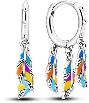 CYMYSS Ohrringe Silber 925 Hängend Zirkonia Earrings Ohrhänger Silber 925 Hängeohrringe für Damen Geschenk für Frauen Freundin Mama (Bunte Traumfänger)