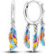 CYMYSS Ohrringe Silber 925 Hängend Zirkonia Ohrringe Earrings Ohrhänger Silber 925 Hängeohrringe für Damen Geschenk für Frauen Freundin Mama (Bunte Traumfänger)