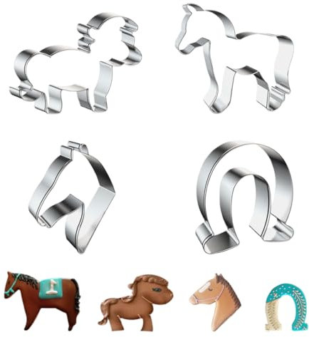 4 Pièces Emporte-pièces Cheval, Emporte Piece Patisserie, pour Décoration de Fondant Biscuit Cookie Pâtisserie Gâteau