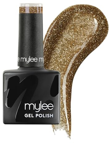 Mylee Gel-Nagellack 8ml [Gold Digger] UV/LED Maniküre, Pediküre | Lang anhaltend, für professionellen Gebrauch im Salon und zu Hause [Fine Glitter Range] - Vegan und frei von Tierversuchen