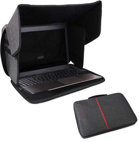 Laptop Shade Cover, 12-15in Laptop Hood Computer Sun Shade Bag Foldable Computer Glare Privacy Shield with Mesh Pocket for Outdoor Travel Office Use(Black)