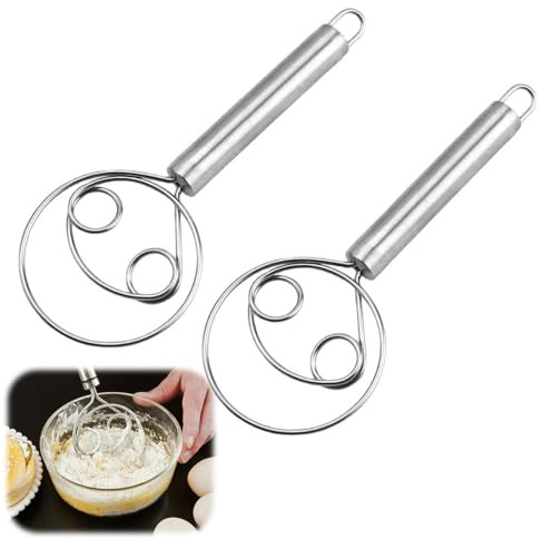 GHPKOTW 2 Pezzi Frusta Da Cucina, Frusta Per Impasto Danese, Frusta Olandese, Frusta Per Uova, Miscelatore Manuale, Strumenti Da Cucina, Acciaio Inossidabile