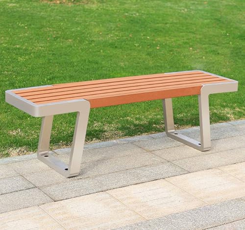 Banco de jardín de 3 plazas, silla de salón de madera maciza y metal con mecanismo de acero inoxidable (capacidad de 300 kg), banco de parque rústico para césped, cabañas y terrazas