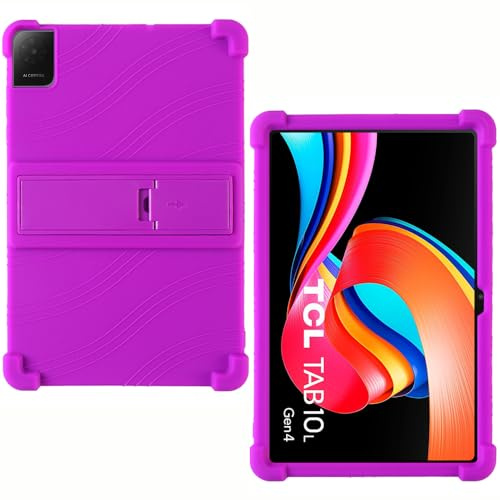 AKNICI Custodia Silicone per TCL TAB 10L Gen4 Tablet 10 Pollici, Protettiva Cover con Supporto Integrato per TCL TAB 10L Gen4 Tablet 10 Pollici, Viola