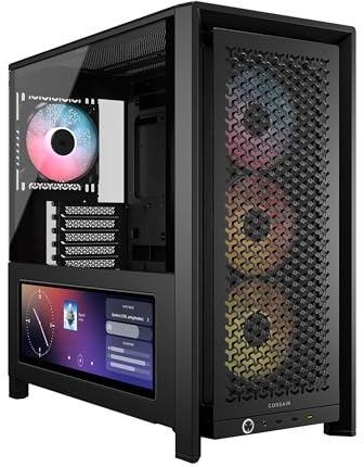 CORSAIR FRAME 4000D LCD RS ARGB Modular Mid-Tower ATX PC Case – XENEON EDGE LCD Touchscreen, InfiniRail Fan Mounting System, 4x RS120 ARGB PWM Fans, Reverse Motherboard Support – Black