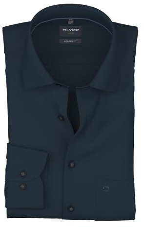 OLYMP Herren Oberhemd Langarm 124614,Einfarbig,470 Modern Fit 26,New Kent,Marine 18,41
