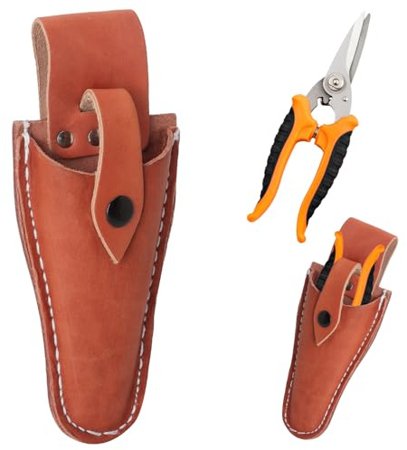 VOSSOT Guaina In Pelle per Forbici da Giardino, Fondina In Pelle per Utensili, Porta Utensili, Porta Cintura, per Forbici, Coltelli, Pinze, con Portachiavi
