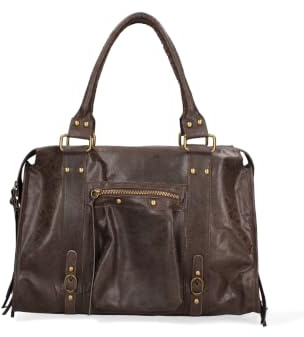 Gave Lux Schultertasche Damen Leder aus bedrucktem Wildleder 41x28x13 cm