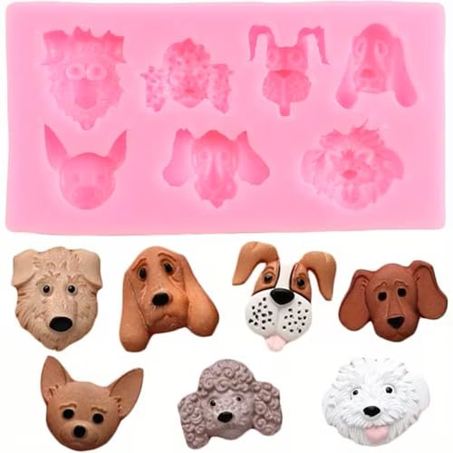 CMJ Dog Head Shape Silicone Mould Ice Cube Tray Wax Melt Chocolate Dogs Heads Poodle UK Seller