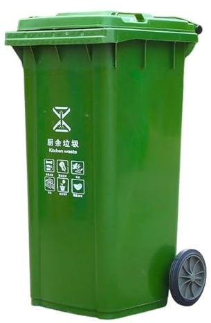 Outdoor Trash Can with Wheels & Lid, 100L/120L, Ideal for Kitchen, Porch, Garden, Patio – Weatherproof Green Waste Bin for Easy Mobility & Storage