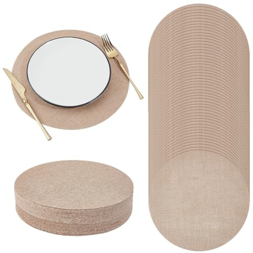 NBEADS 60 Stück Jute Tischsets, 30cm Runde Jute Sackleinen Tischsets Rustikale Tischdekorationen Für Hochzeiten Und Boho Tischdekorationen Essen Anlässe, Bräune