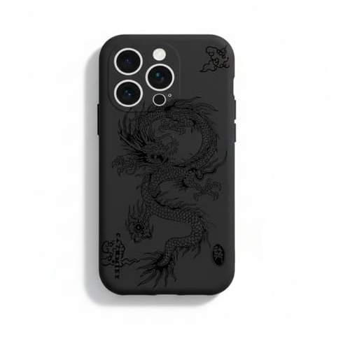LIRASIRA Compatible avec iPhone XR Coque Téléphone Motif Drtistique Dragon Traditionnel Silicone Liquide Anti-Empreintes Étui Protection Antichoc