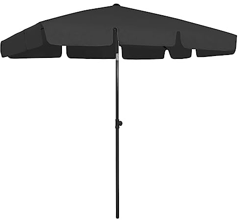 Mokuyary Parasol de Plage Noir 200x125 cm, Parasol de Extérieur pour Terrasse, Piscine, Plage, Restaurants, Balcon