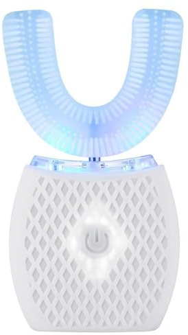 Ultraschall-Zahnbürste, U-förmige Zahnbürsten für Erwachsene, 360°-Mundreinigung, elektrische Zahnbürste mit Timer, kabelloses Laden, Zahnbürsten-Set für Reisen oder Zuhause (weiß)