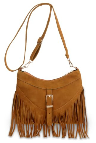Zyronn Damen Fransen Tasche, Vintage Schultertasche Western Fransen Umhängetasche Crossbody Tasche Pu Leder Kleine Umhängetasche Damen Arbeit Shopper Reise Tote Beutel