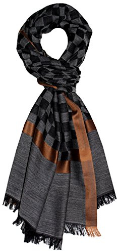 Lorenzo Cana Herrenschal Schaltuch Schal 70 cm x 180 cm 50% Kaschmir 40% Baumwolle 10% Seide Schwarz Grau 7839511