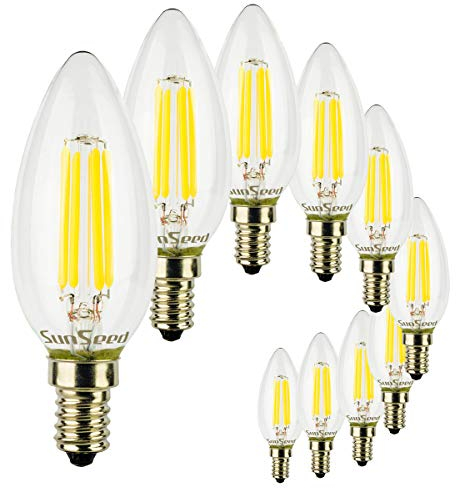 SUNSEED 10x Glühfaden LED Kerze Lampe E14 5W ersetzt 48W Neutralweiß 4000K
