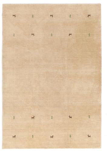RugVista Gabbeh Loom Two Lines, Teppich, Gabbeh, 140 x 200 cm, Rechteckig, Niedriger Stapel, Wohnzimmer, Esszimmer, Schlafzimmer, Nur chemische Reinigung, Care & Fair Zertifiziert, Beige